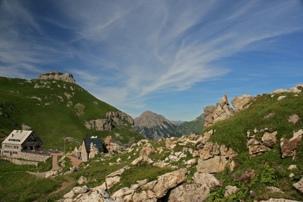 Pfälzerhütte (2108 m) auf dem Bettlerjoch, Naafkopf