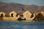 Reef boat and homes on Lake Titicaca