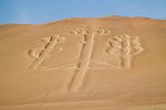 Ancient Candelabrum figure in Paracas National Park, Peru